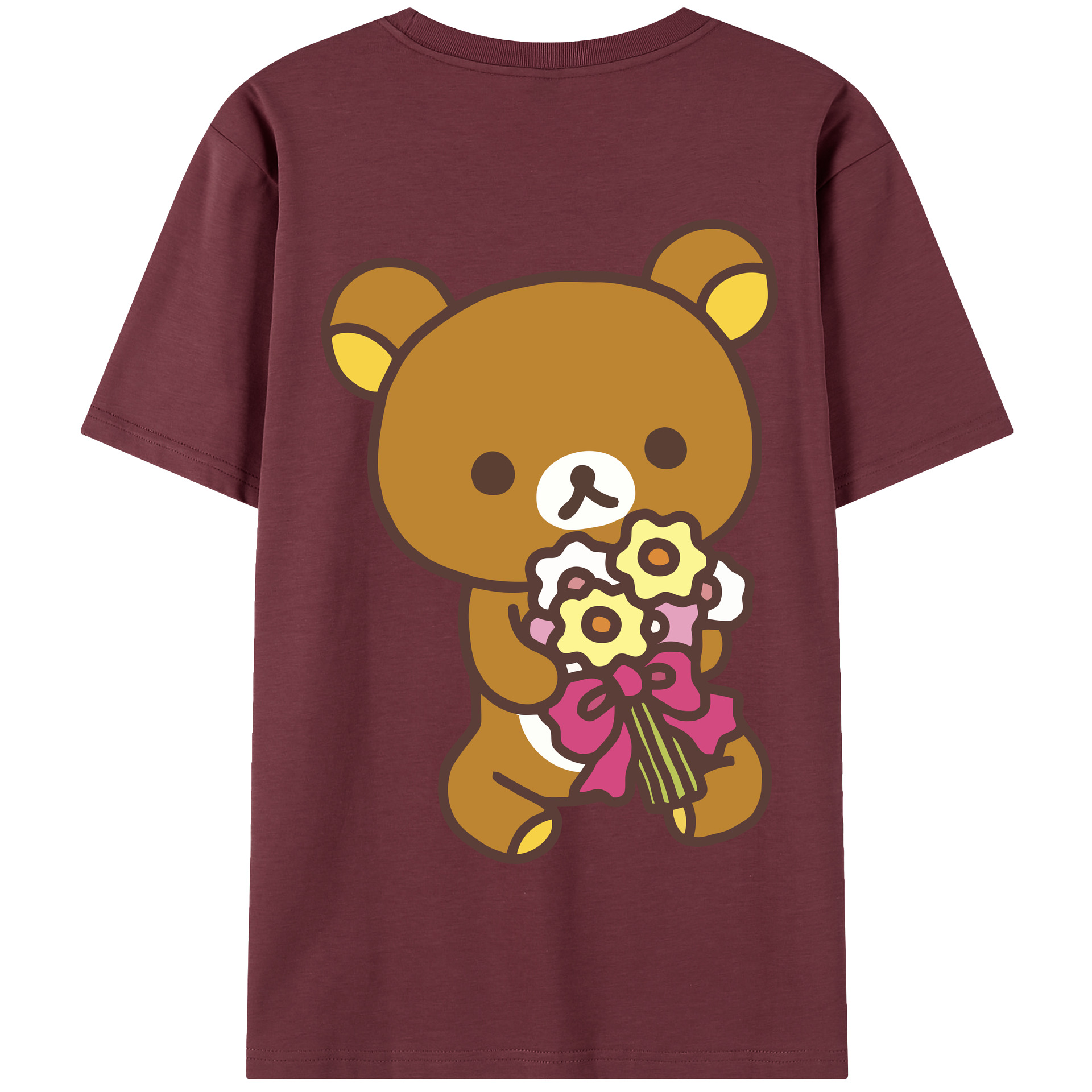（画像用） リラックマ リラックマ キイロイトリ Rilakkuma Korilakkuma Kiiroitori 綿100％半袖Tシャツ（背面プリント）